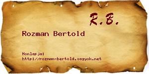 Rozman Bertold névjegykártya